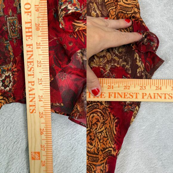 Vtg 90s 2-Piece Maxi Dress Set Sz 14 Sheer Ruffle Top Fairygrunge Boho Y2K Artsy - Picture 14 of 15